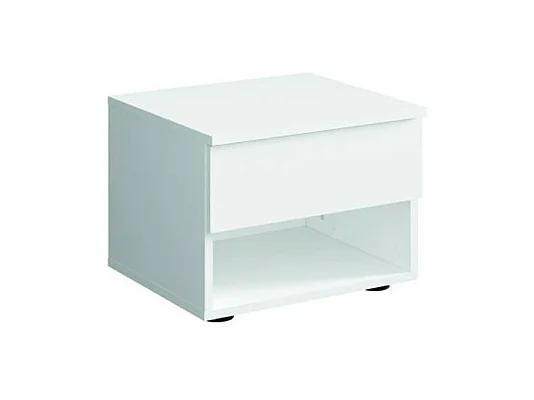 Ensemble chambre NOFI - Lit 160x200 cm avec sommier, 2 tiroirs, chevets, armoire et commode - blanc