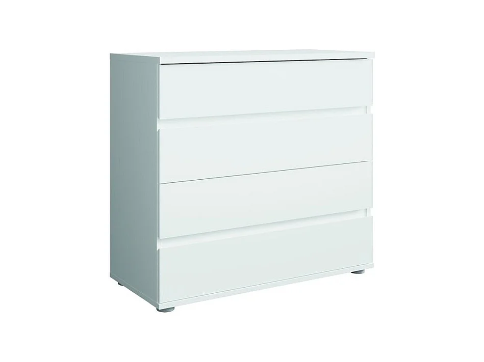 Ensemble chambre NOFI - Lit 160x200 cm avec sommier, 2 tiroirs, chevets, armoire et commode - blanc