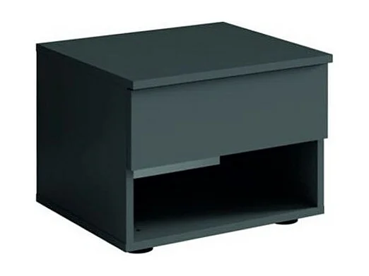 Ensemble chambre NOFI - Lit 140x200 cm avec sommier, 2 tiroirs, chevets, armoire et commode - gris graphite