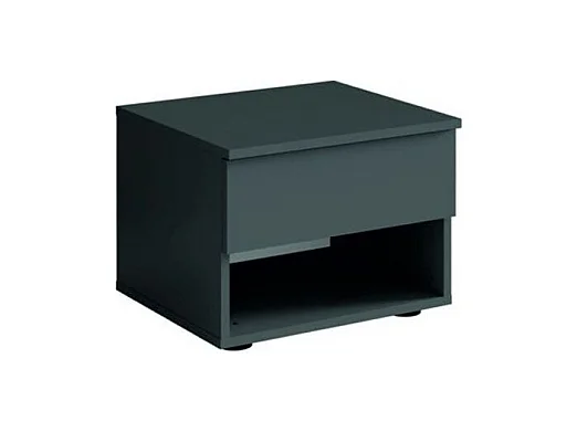 Ensemble chambre NOFI - Lit 140x200 cm avec sommier, 2 tiroirs, chevets, armoire et commode - gris graphite