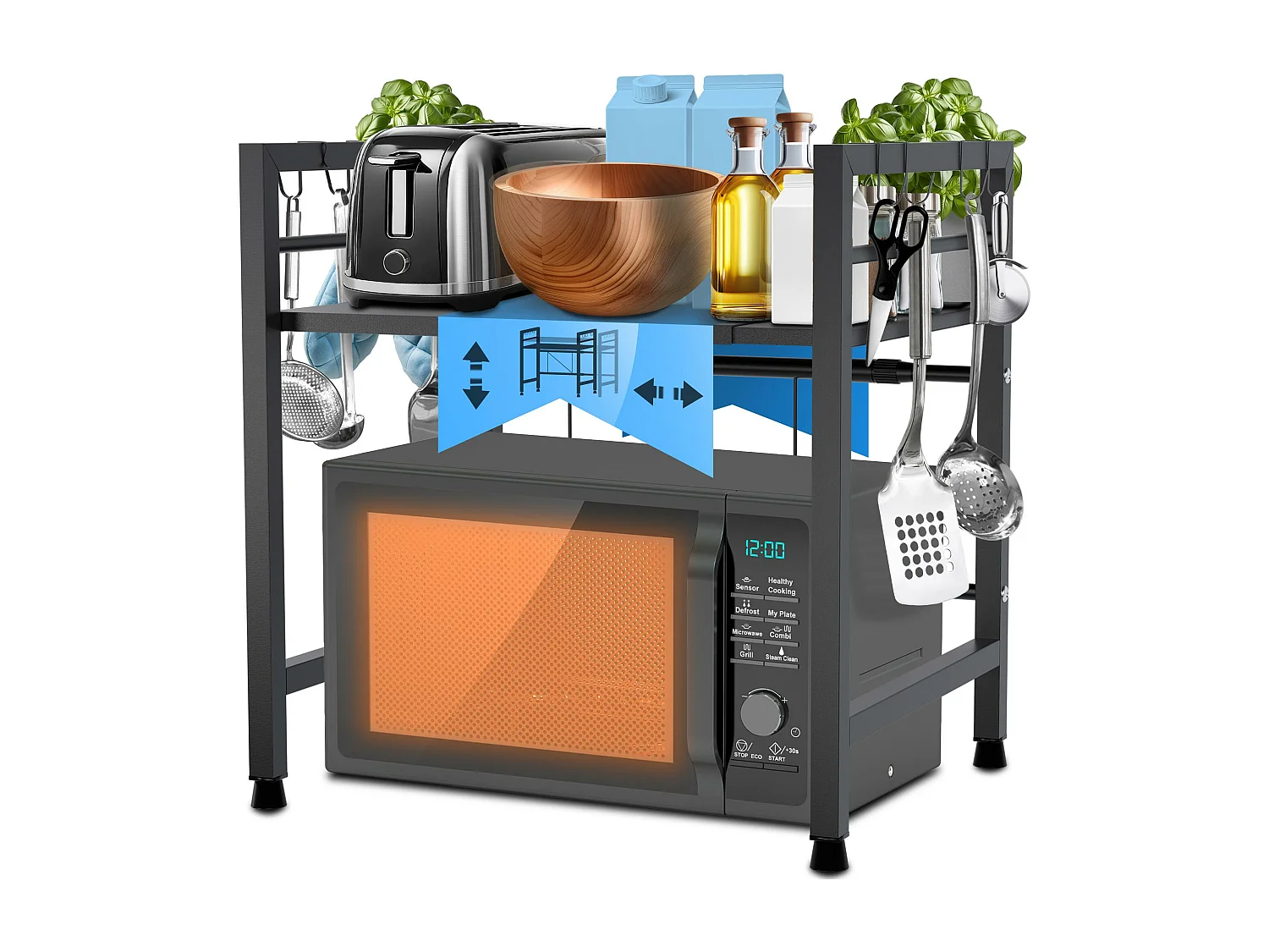 Étagère de cuisine - Métal - 2-stufig - Noir - Marana