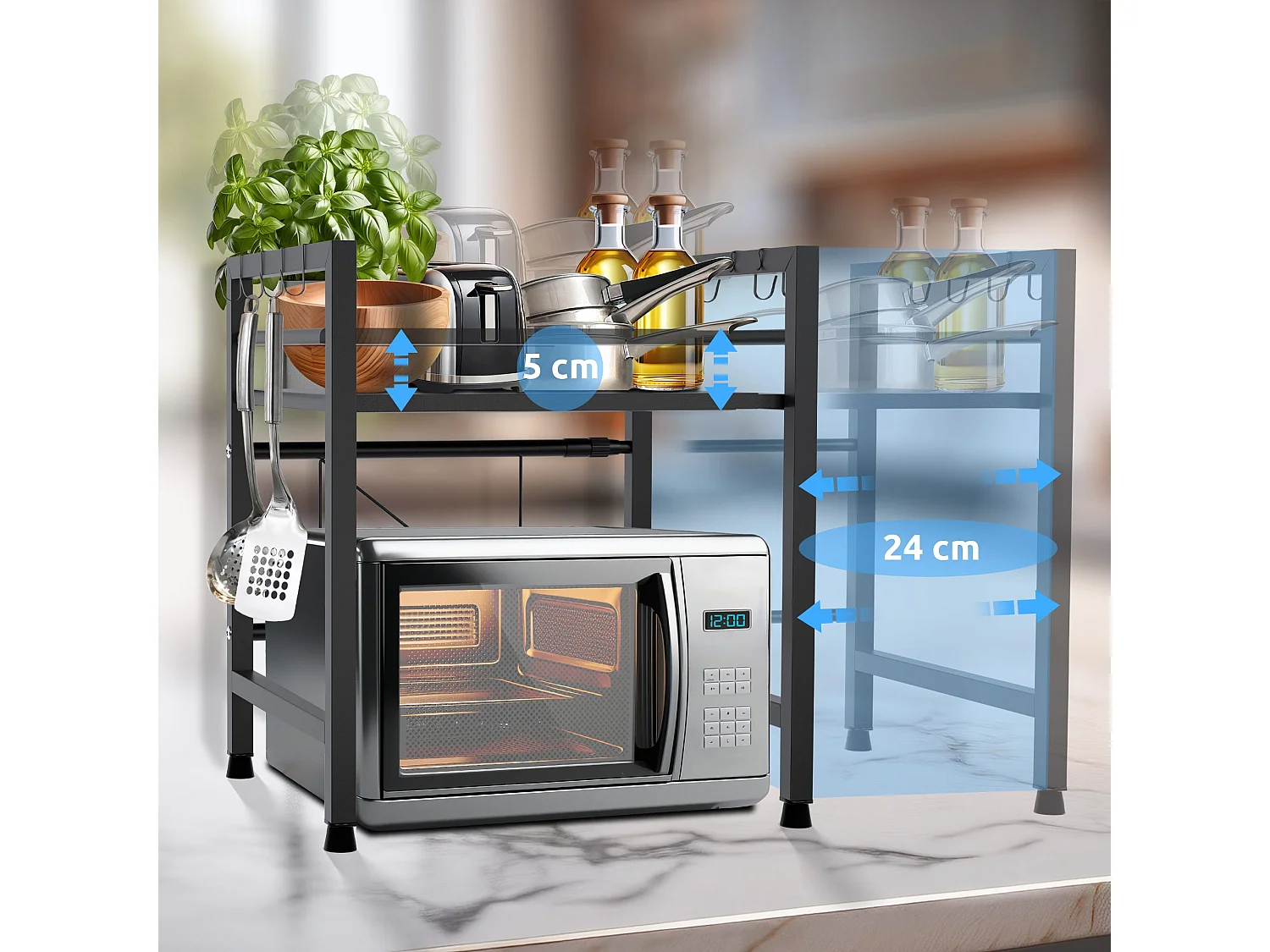 Étagère de cuisine - Métal - 2-stufig - Noir - Marana