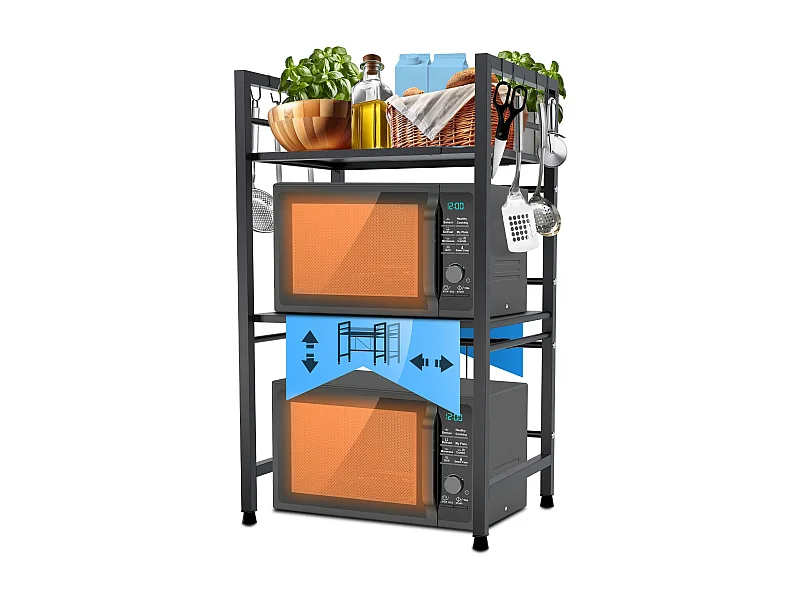 Étagère de cuisine - Métal - 3-stufig - Noir - Marana