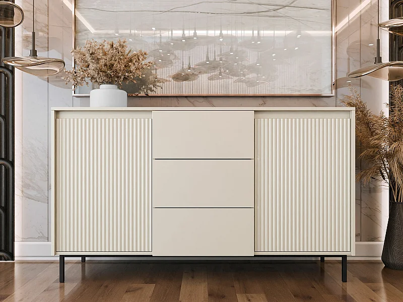 Commode Comfivo Delruva 101, Cachemire, Tiroirs et portes, 90x153x50cm