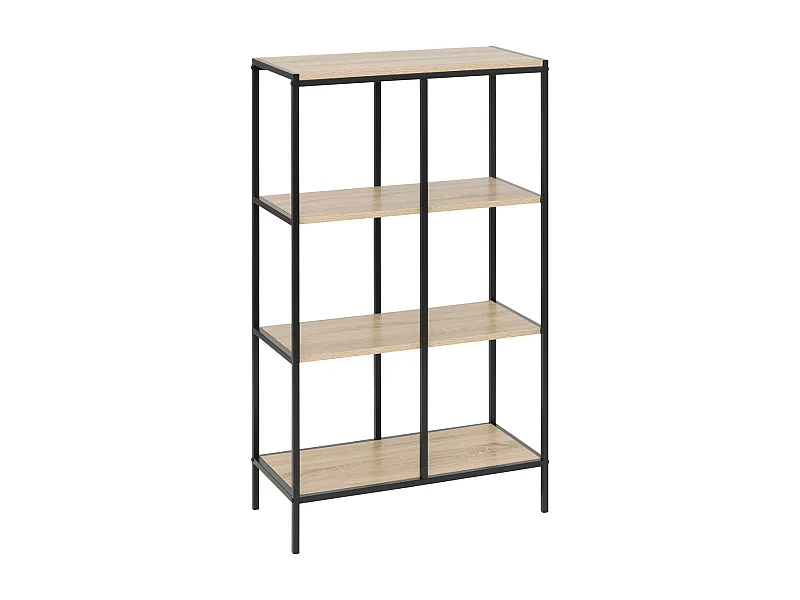 Meuble Étagère 4 niveaux Effet bois naturel et Métal noir H 116 cm