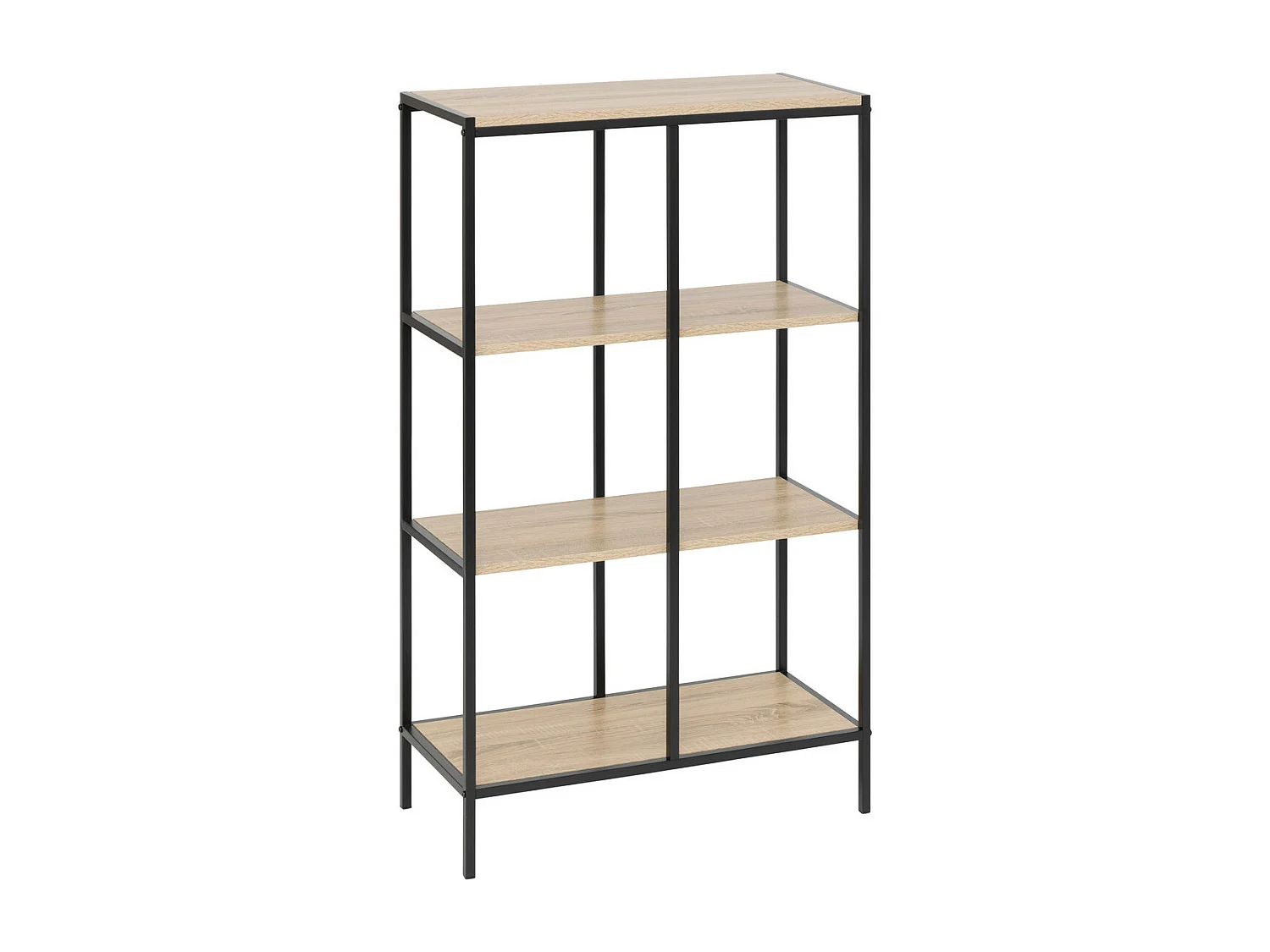 Meuble Étagère 4 niveaux Effet bois naturel et Métal noir H 116 cm
