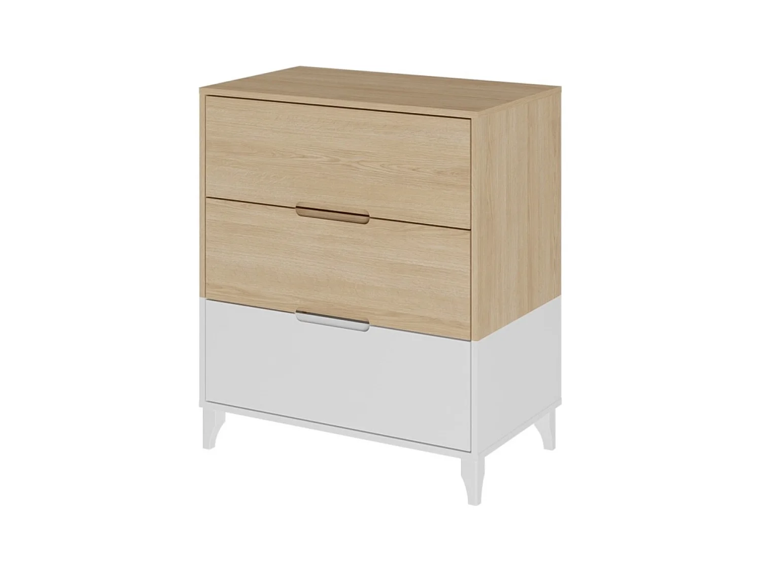 Commode 3 tiroirs  panneaux de fibres blanc et bois DIXIE