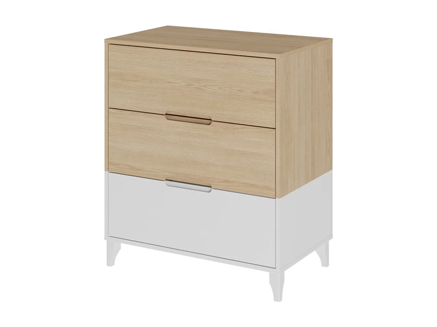 Commode 3 tiroirs  panneaux de fibres blanc et bois DIXIE