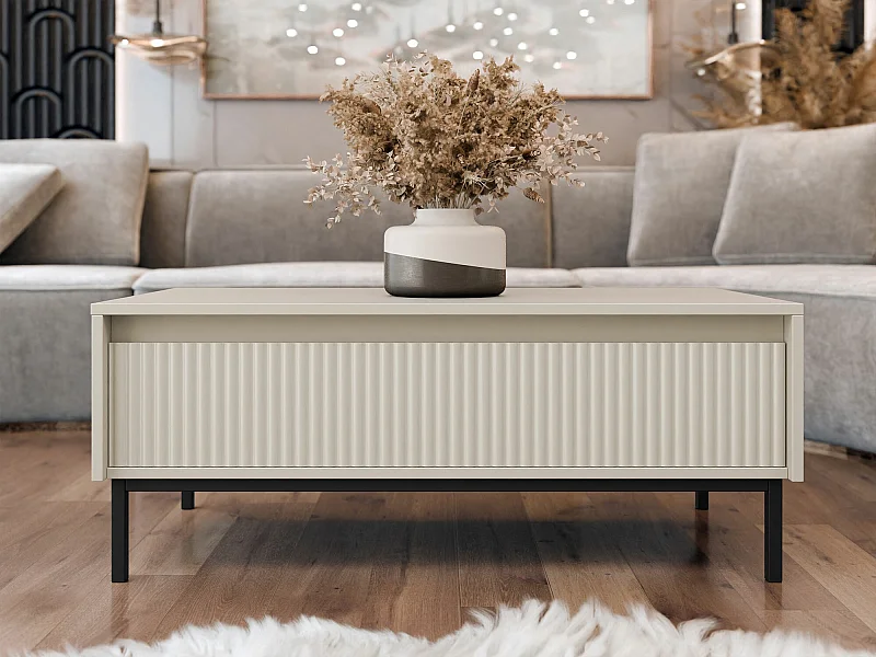 Table basse Comfivo Delruva 102, Cachemire, 40x50x100cm, Stratifié, Angulaire