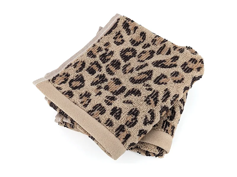 Lot de deux serviettes invités 33x50 cm pur coton collection LEOPARD beige