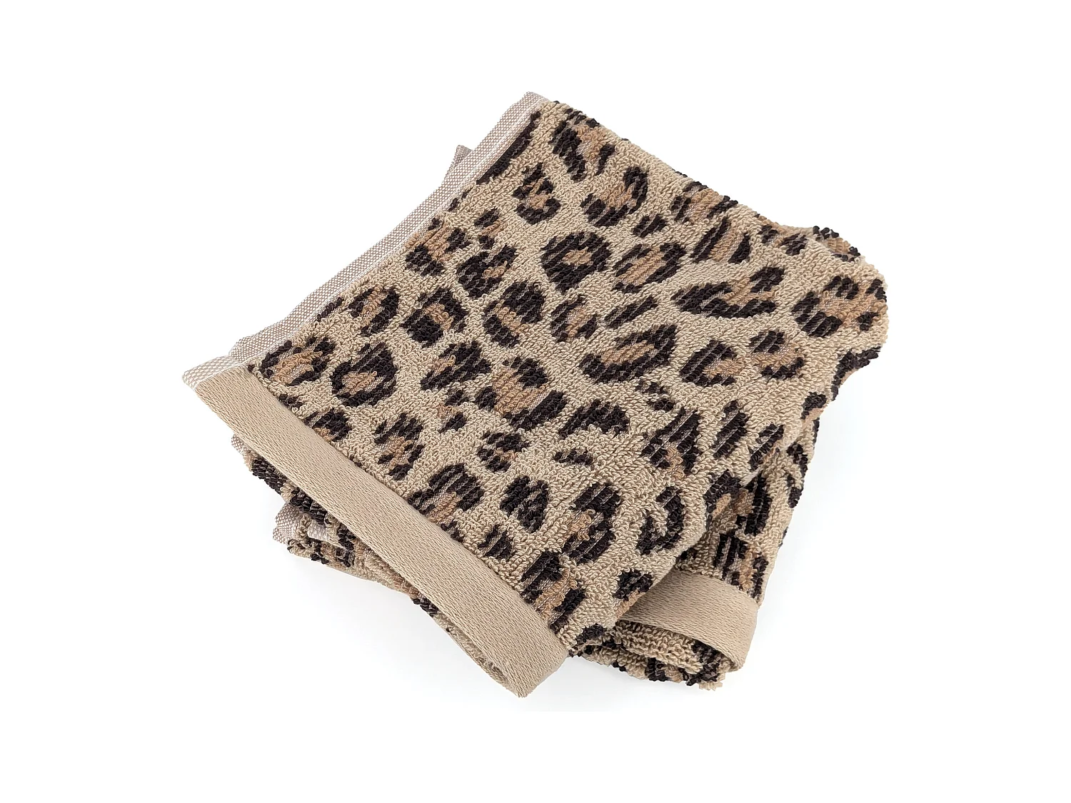 Lot de deux serviettes invités 33x50 cm pur coton collection LEOPARD beige
