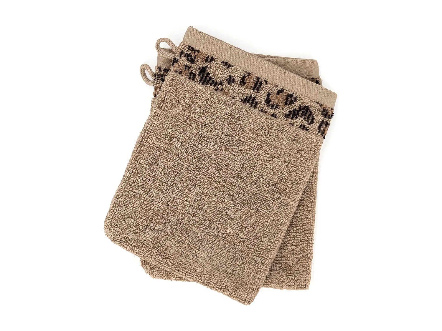 Lot de deux gants de toilette 16x21 cm pur coton collection WILD II jaune