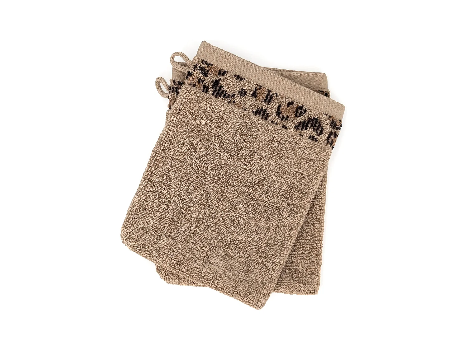 Lot de deux gants de toilette 16x21 cm pur coton collection WILD II jaune