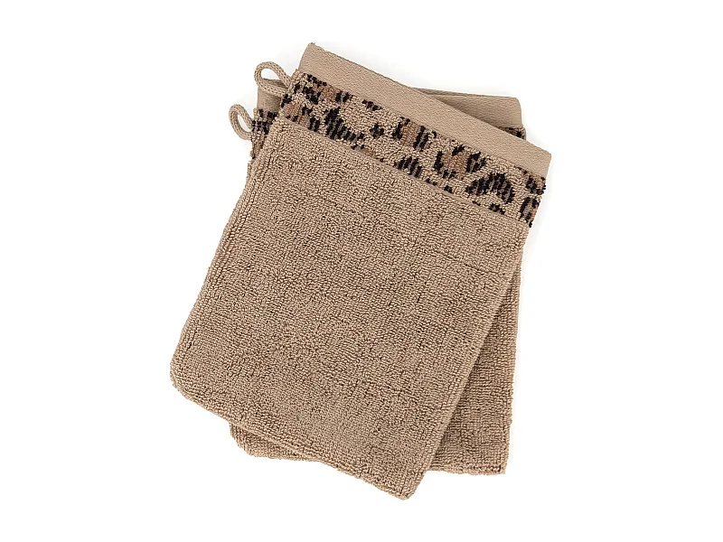 Lot de deux gants de toilette 16x21 cm pur coton collection WILD II jaune