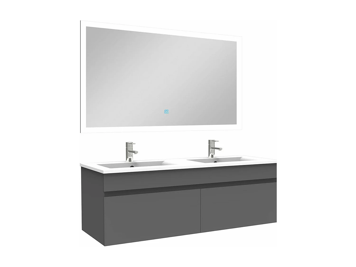 Ensemble meuble Salle de Bain 120cm double vasque + miroir lumineux 3 couleurs + dimmable anthracite