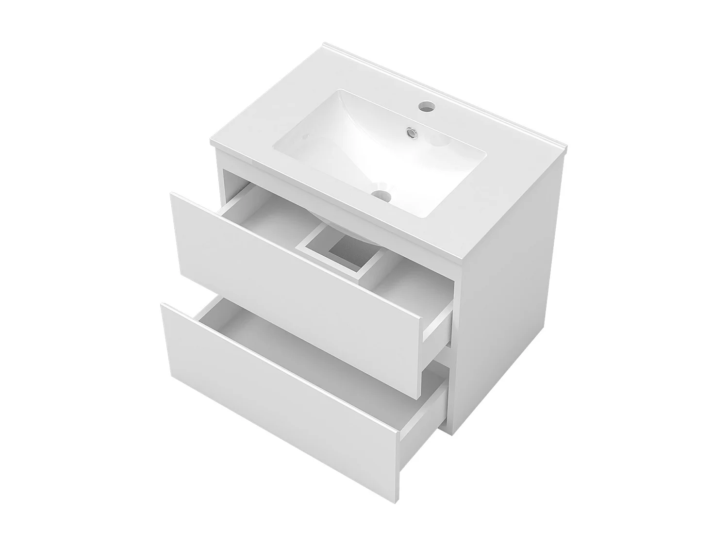 Meuble Salle de Bain 80cm Blanc simple vasque et miroir lumineux 3 couleurs et dimmable