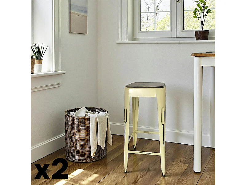 Tabouret bar jaune (lot de 2) LEEDS