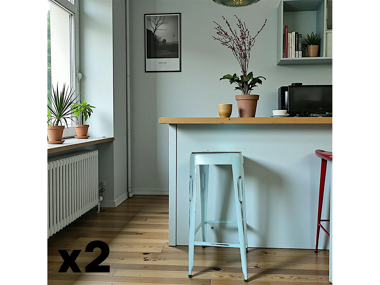 Tabouret de bar bleu (lot de 2) LEEDS