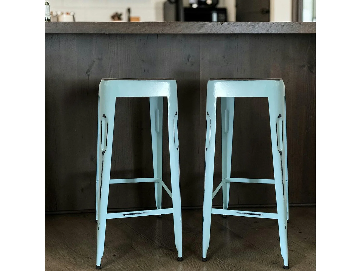 Tabouret de bar bleu (lot de 2) LEEDS