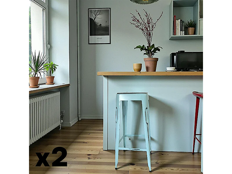 Tabouret de bar bleu (lot de 2) LEEDS