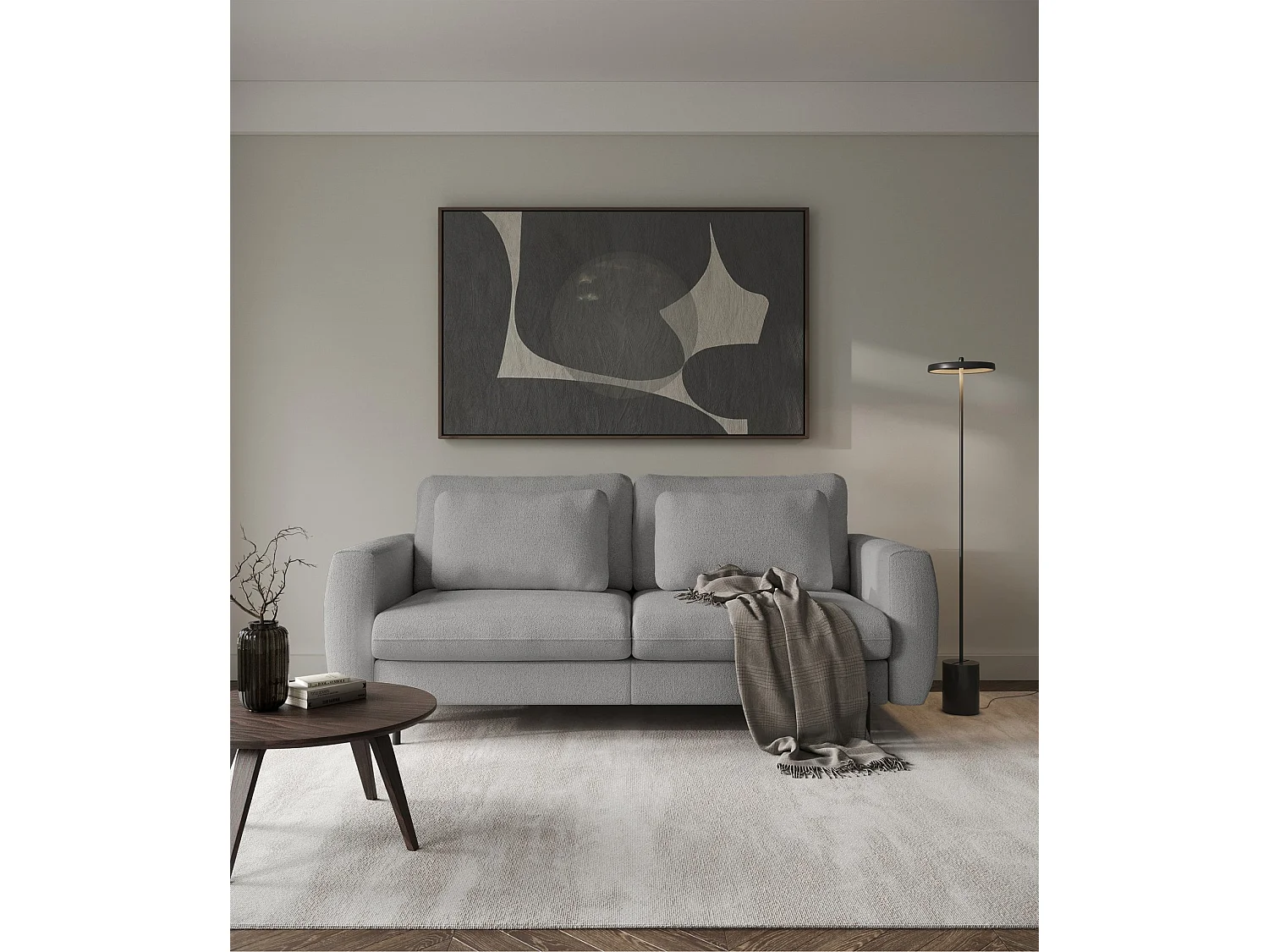 Sofa mit Schlaffunktion und Bouclé-Bezug - grau - SAVOY