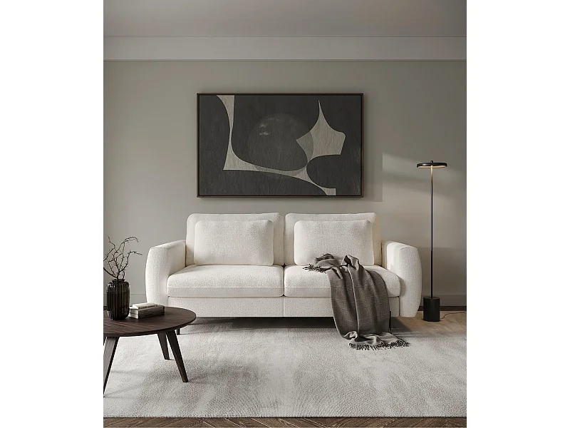 Sofa mit Schlaffunktion und Chenille-Bezug - cremeweiß - SAVOY