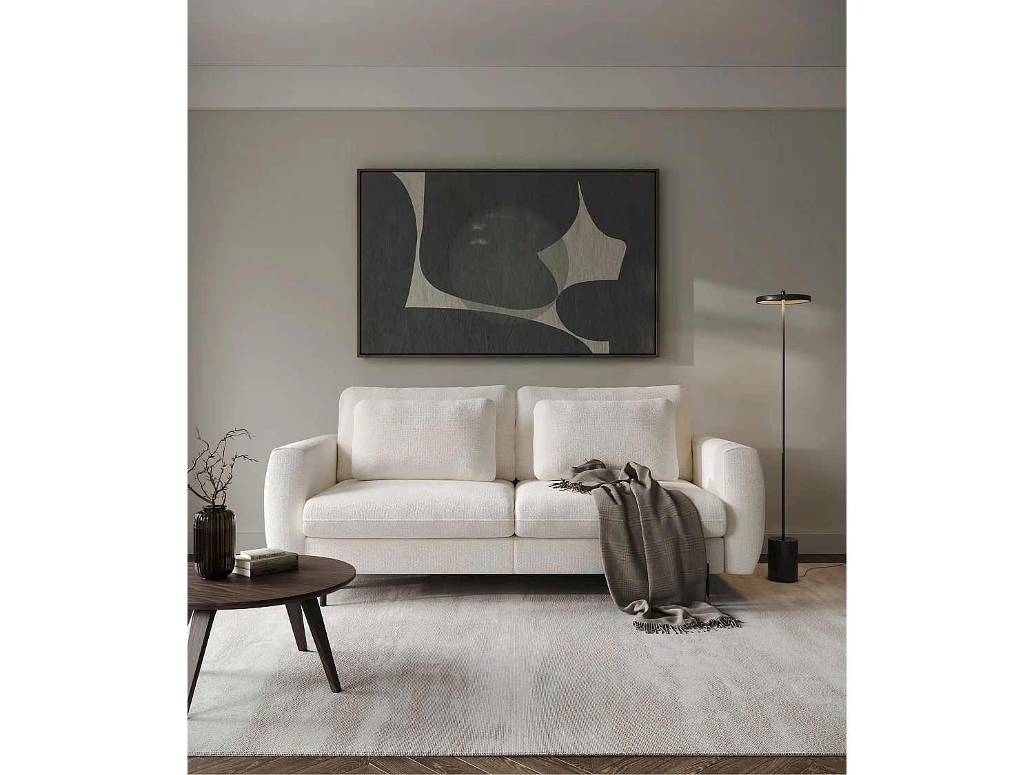 3-zits slaapbank - in waterdichte crèmekleurige chenillestof - RANE