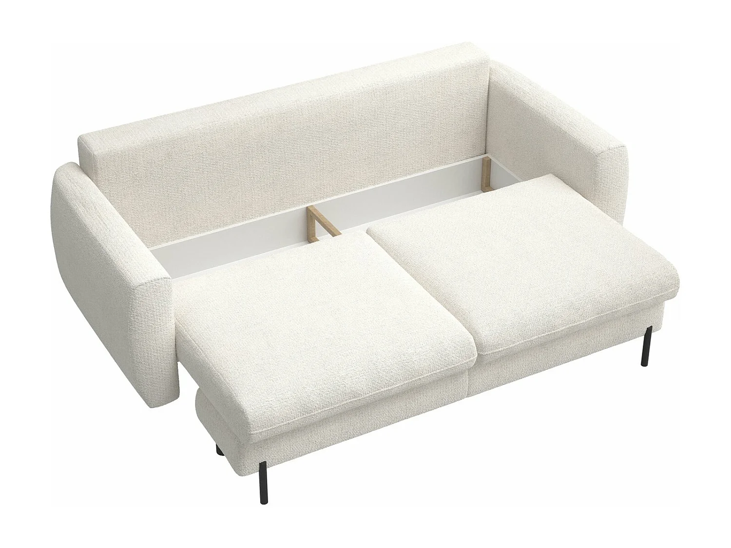 Canapé convertible 3 places - en tissu chenille crème imperméable - RANE