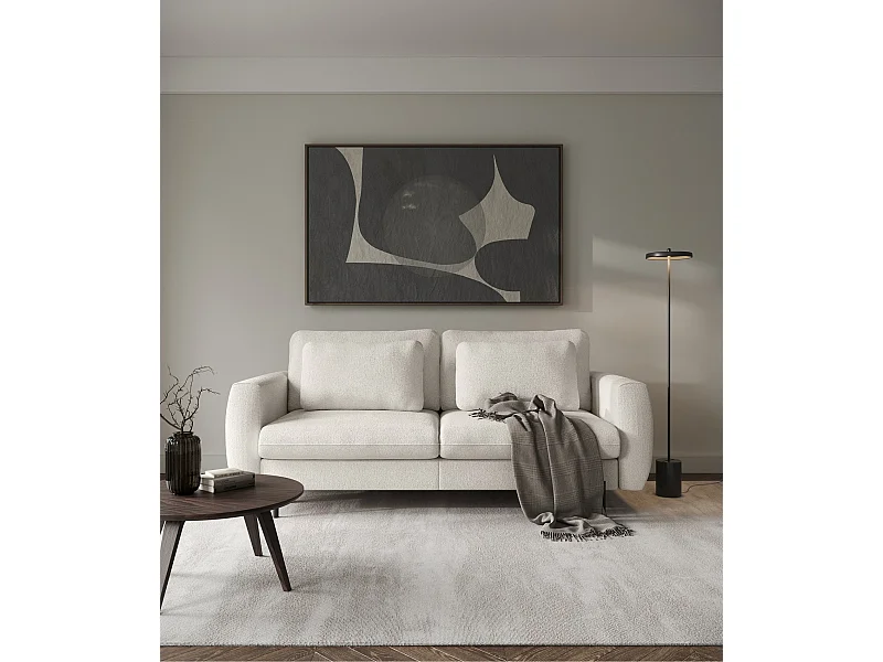 Sofa mit Schlaffunktion und Bouclé-Bezug - cremeweiß - SAVOY