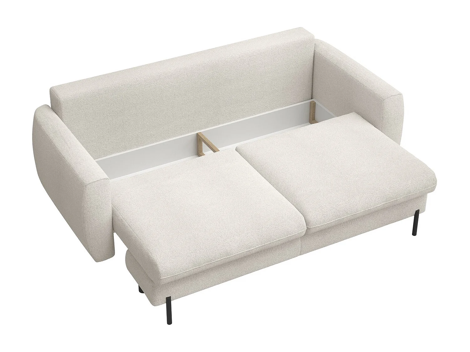 Canapé convertible 3 places - en bouclette crème - RANE