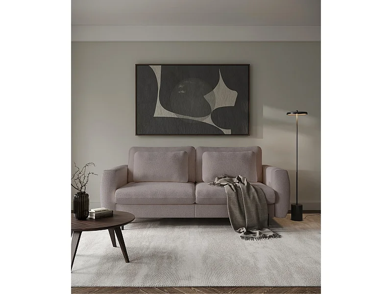 3-zits slaapbank - in waterdichte beige chenillestof - RANE