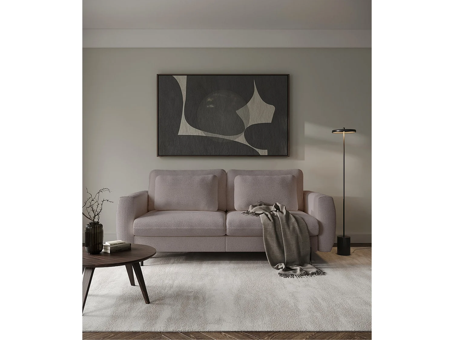 Sofa mit Schlaffunktion und Chenille-Bezug - beige - SAVOY