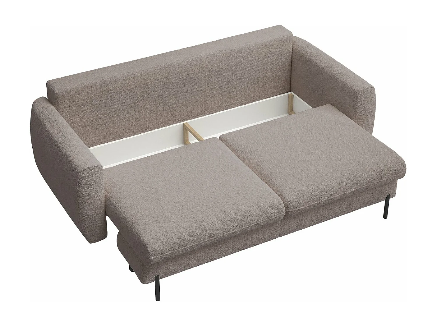 Canapé convertible 3 places - en tissu chenille beige imperméable - RANE