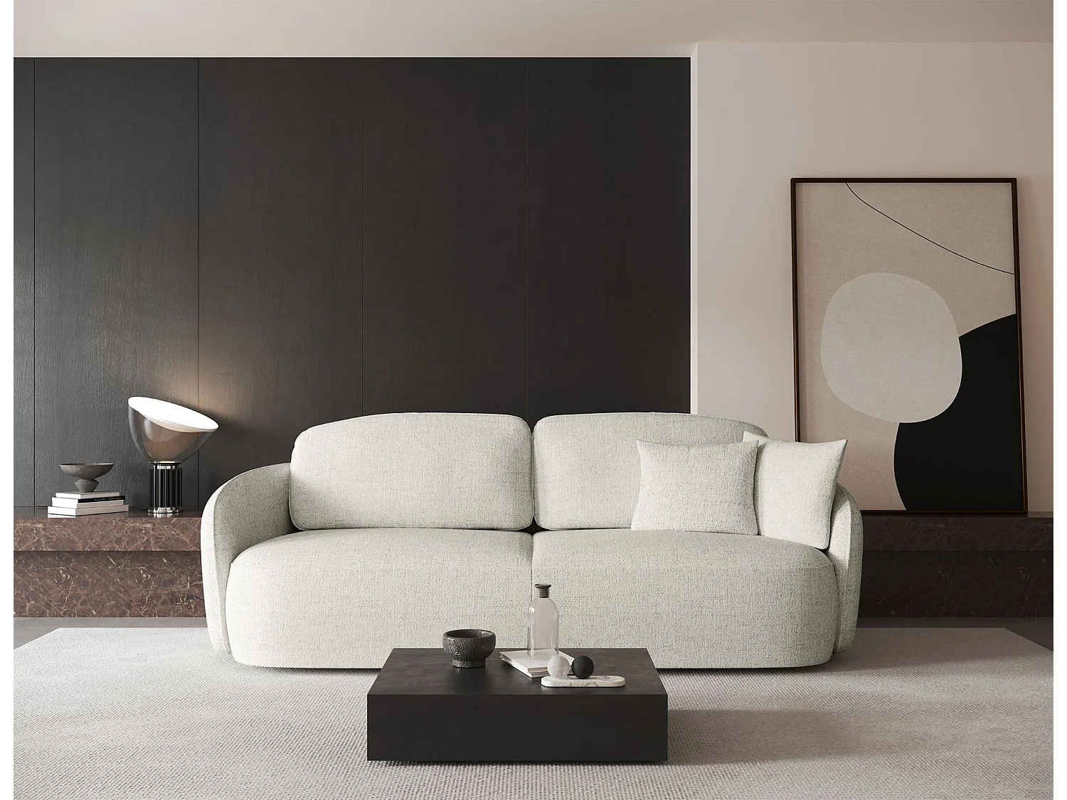 3-Sitzer Sofa mit Schlaffunktion und Bettkasten - Cremeweiß - SAVOY