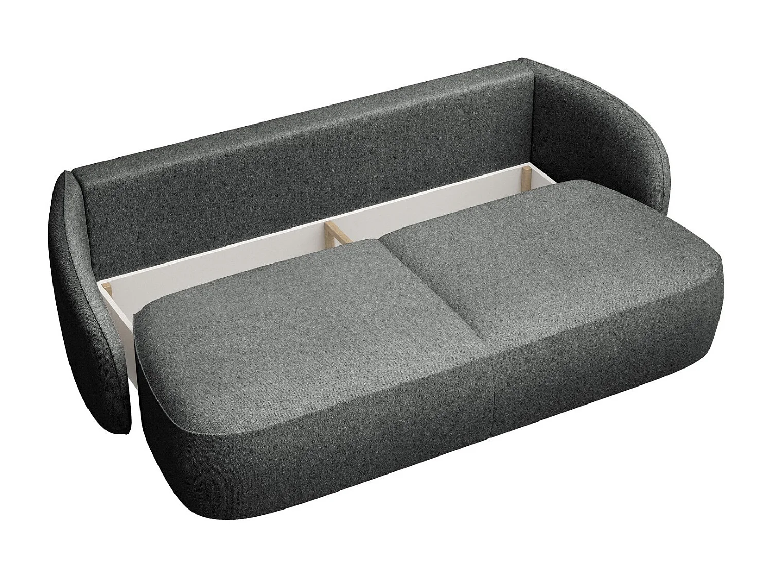 Canapé convertible trois places - en tissu chenille gris foncé - SAVOY