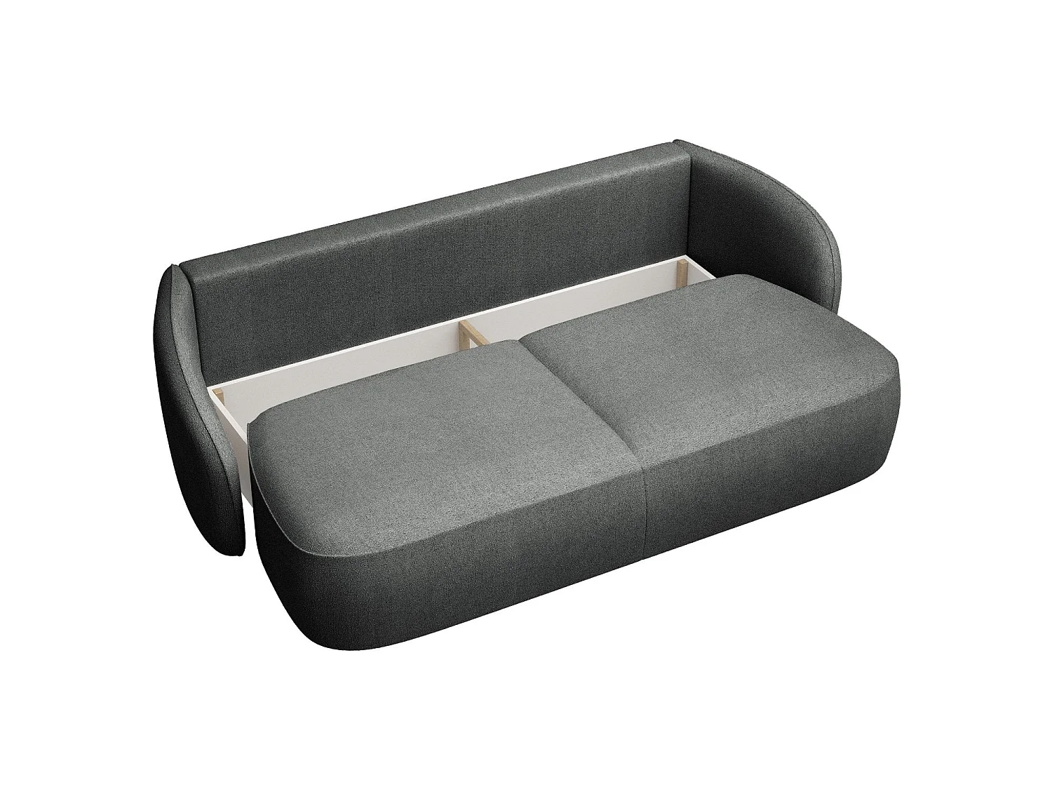 Canapé convertible trois places - en tissu chenille gris foncé - SAVOY
