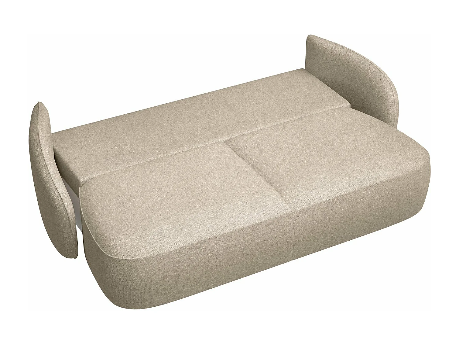 Canapé convertible trois places - en tissu chenille beige - SAVOY