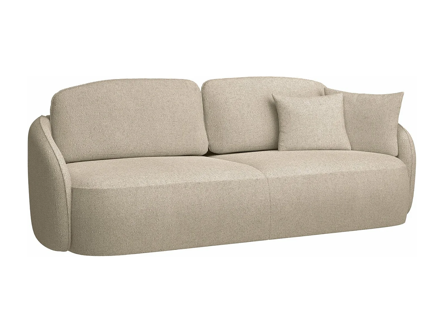 Canapé convertible trois places - en tissu chenille beige - SAVOY