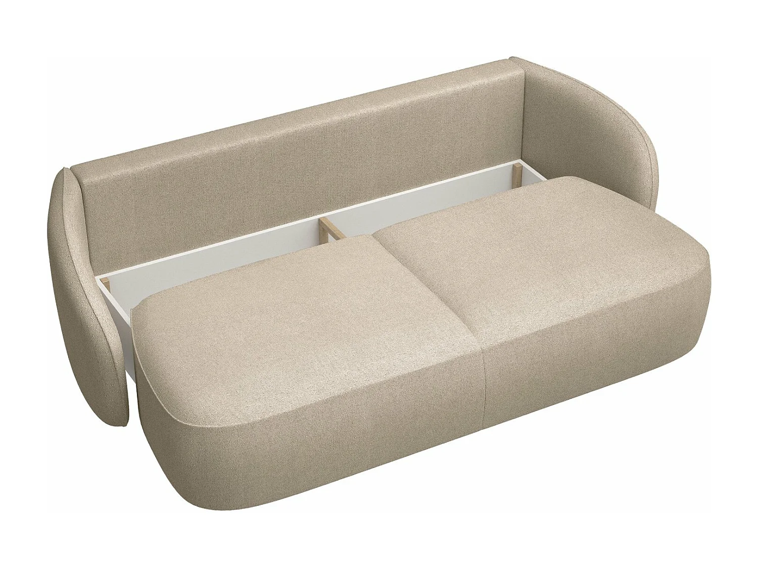 Canapé convertible trois places - en tissu chenille beige - SAVOY