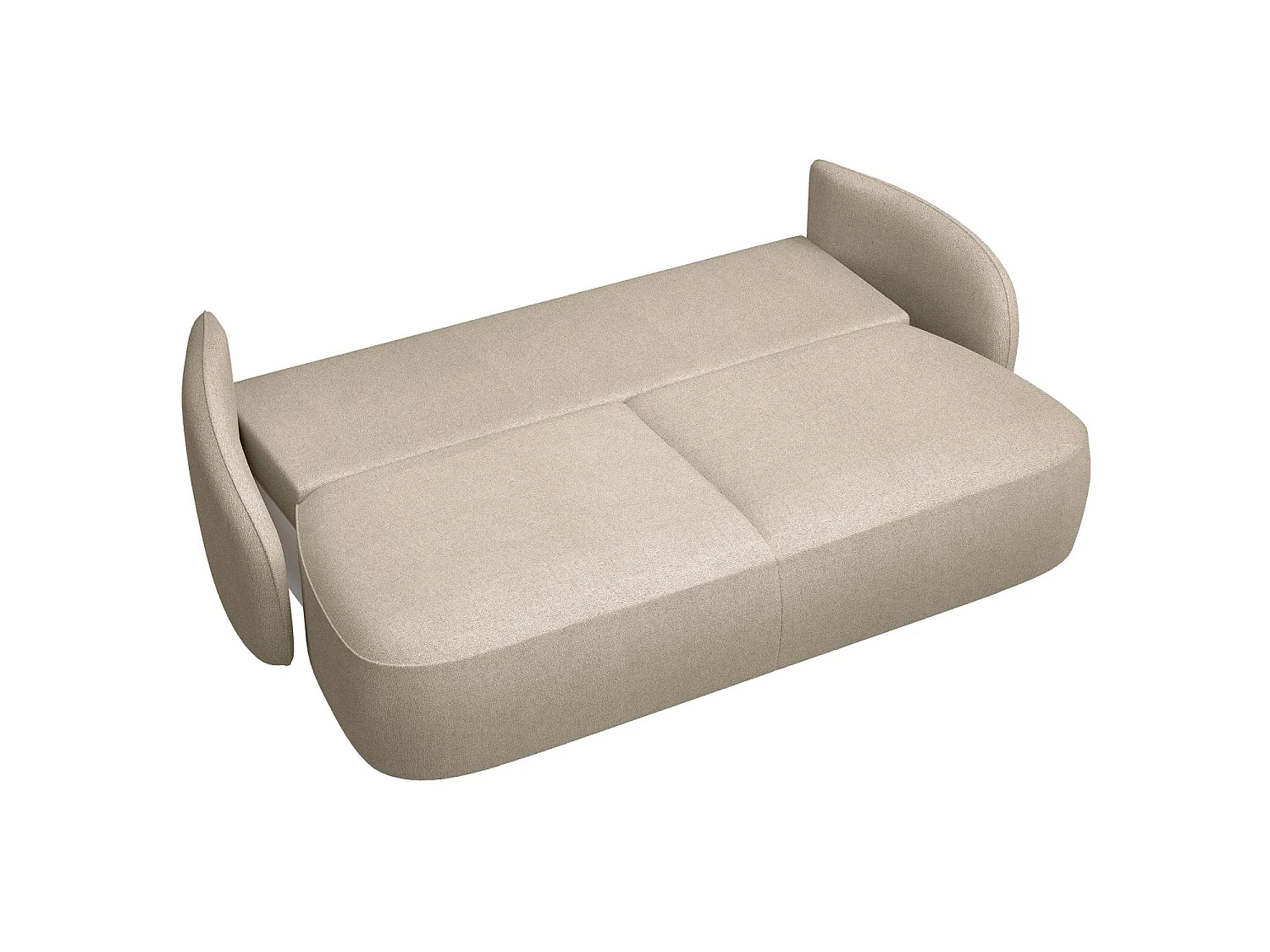 Canapé convertible trois places - en tissu chenille beige - SAVOY