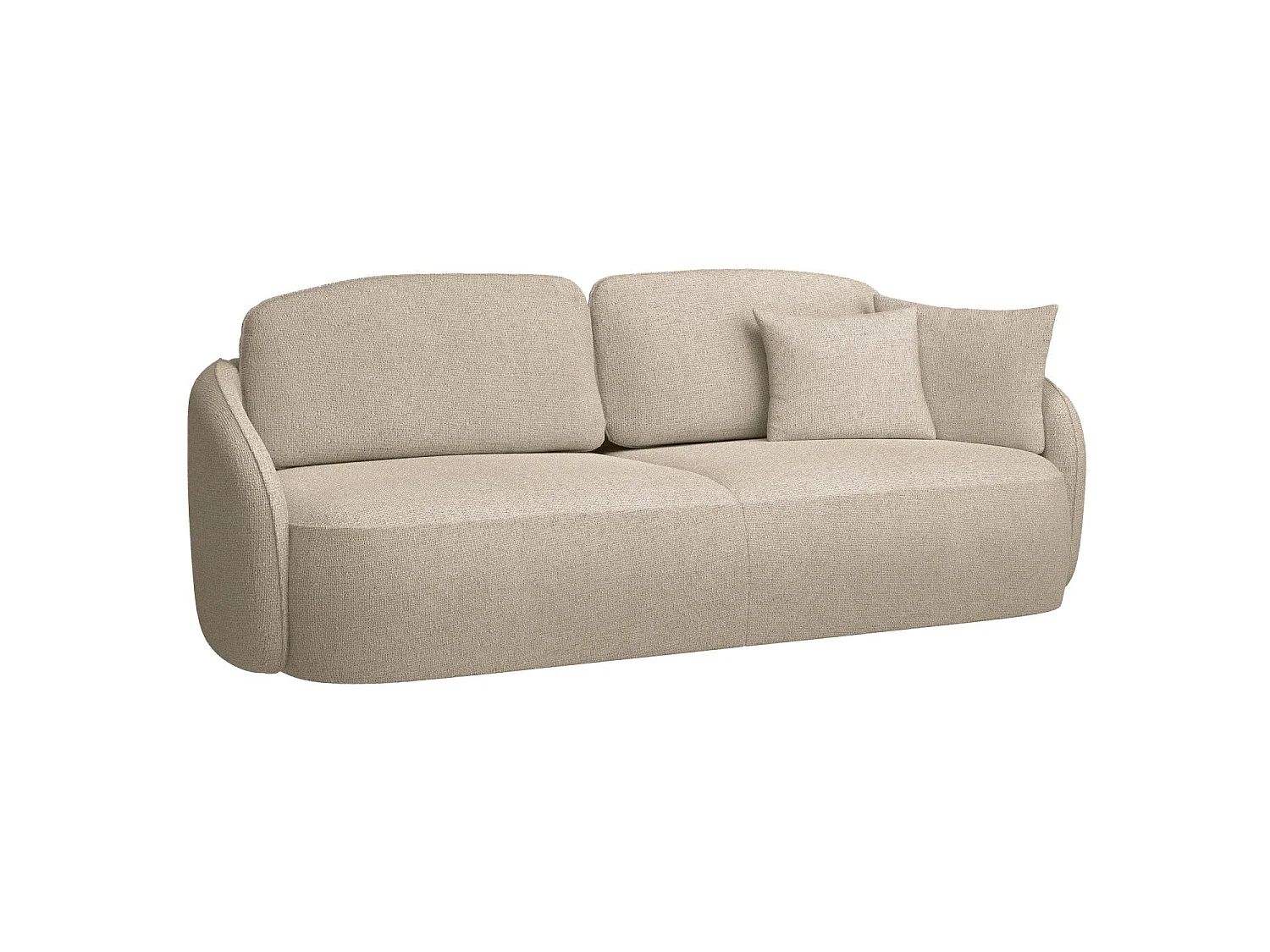 Canapé convertible trois places - en tissu chenille beige - SAVOY