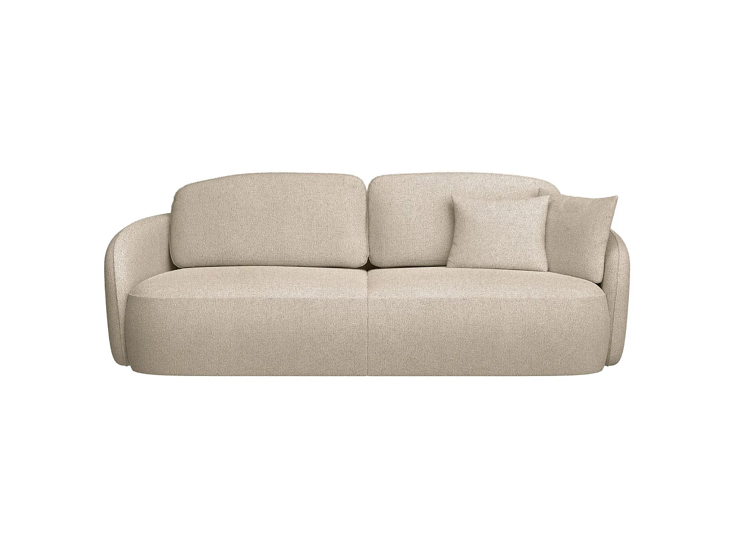 Canapé convertible trois places - en tissu chenille beige - SAVOY