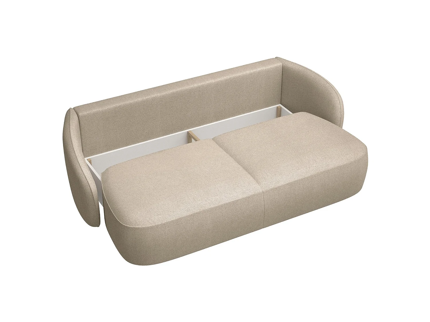 Canapé convertible trois places - en tissu chenille beige - SAVOY