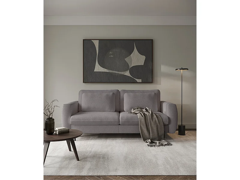 Sofa mit Schlaffunktion und Chenille-Bezug - greige - SAVOY