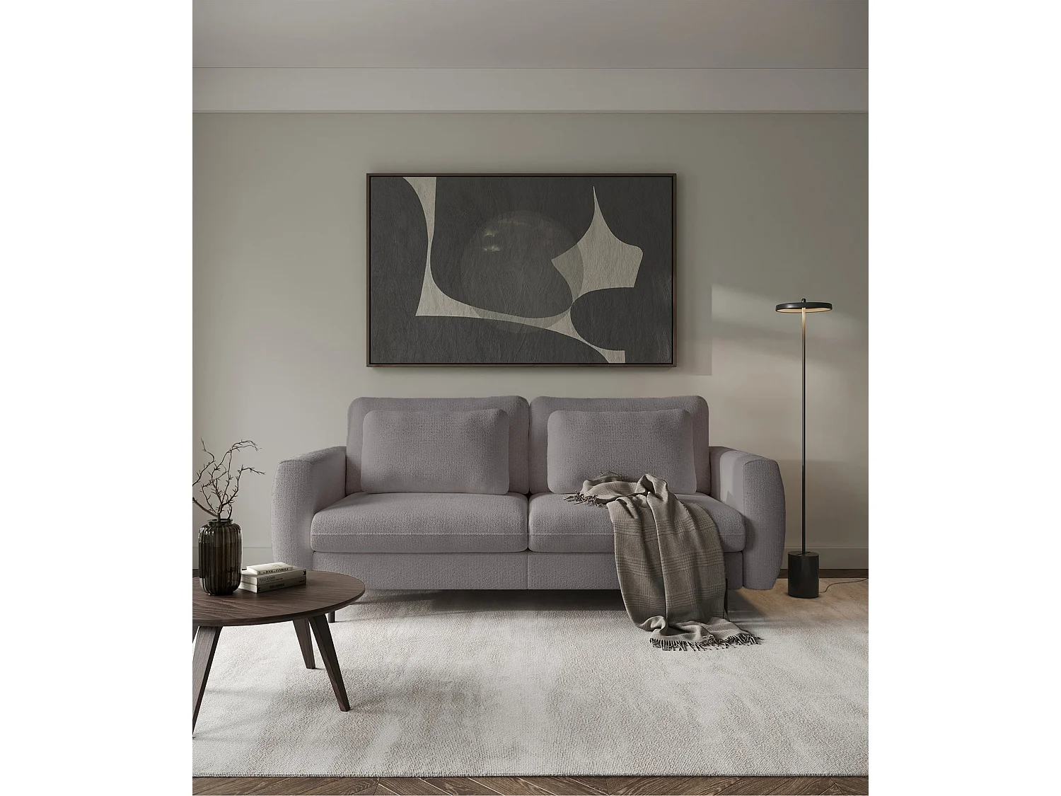 Sofa mit Schlaffunktion und Chenille-Bezug - greige - SAVOY