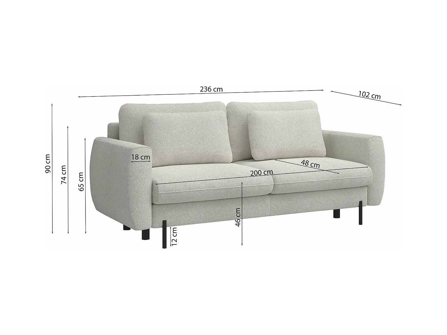 Sofa mit Schlaffunktion und Bouclé-Bezug - hellbraun - SAVOY