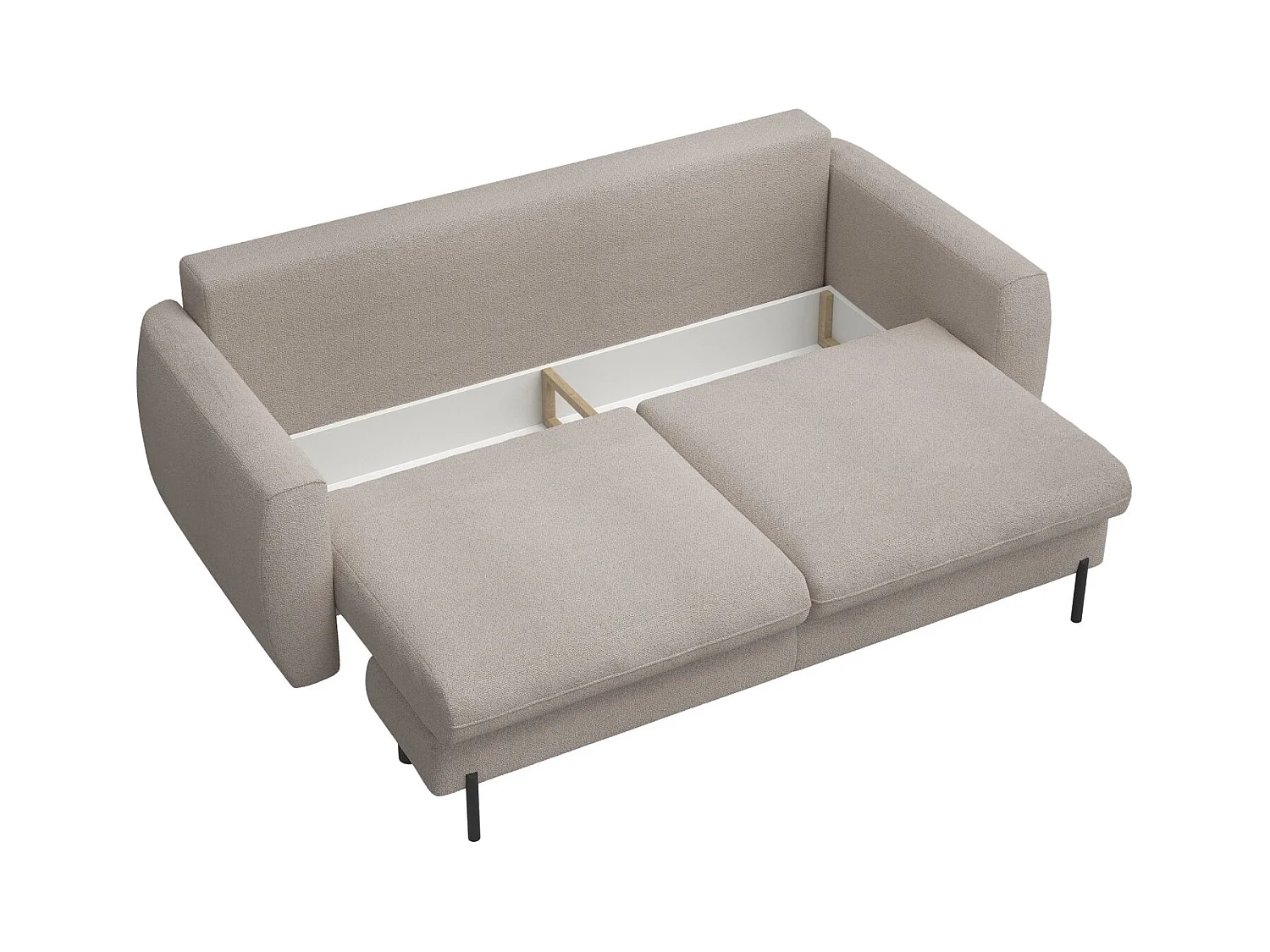 Sofa mit Schlaffunktion und Bouclé-Bezug - hellbraun - SAVOY