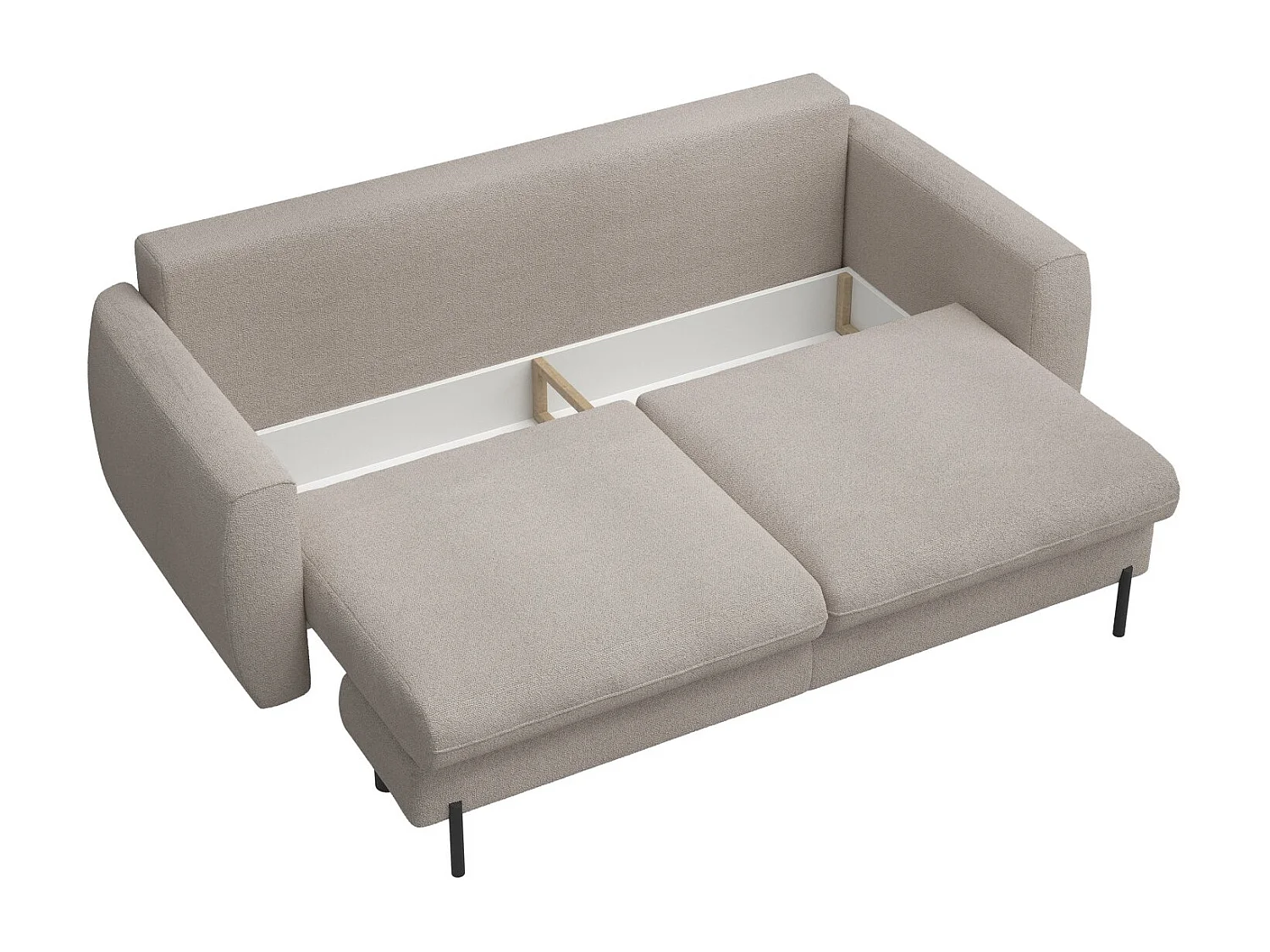 3-zits slaapbank - in lichtbruin bouclé - RANE