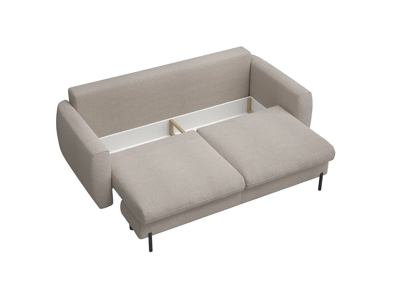 Sofa mit Schlaffunktion und Bouclé-Bezug - hellbraun - SAVOY