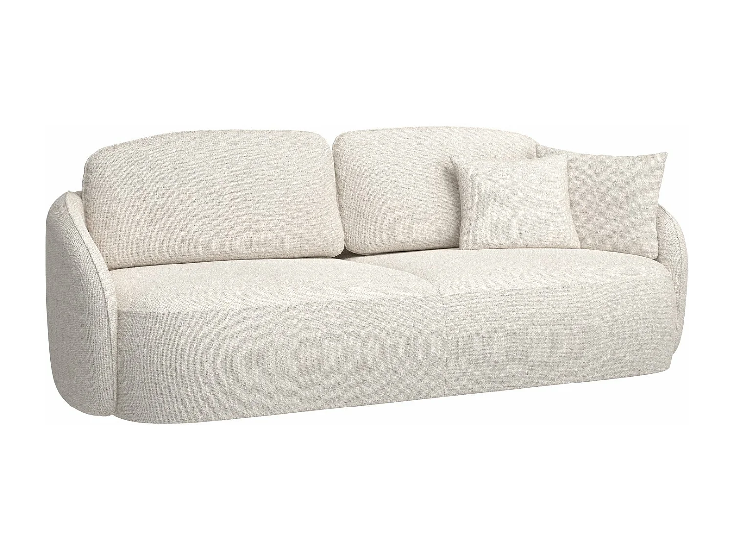 Canapé convertible trois places - en tissu chenille crème - SAVOY